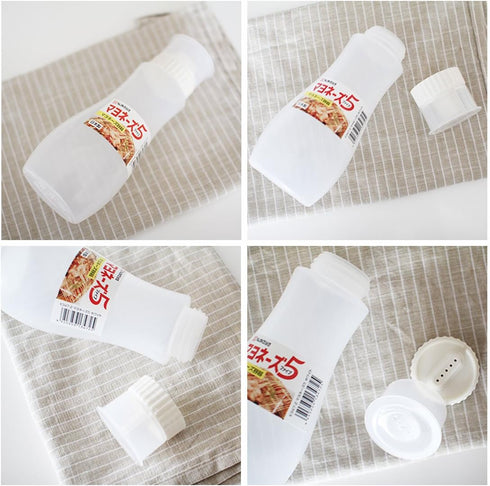 GARASANI 5 (12oz 350ml) Hole Sauce Squeeze Bottle Ketchup Mayonnaise Dispenser with Leak Proof Clear Cover Cap