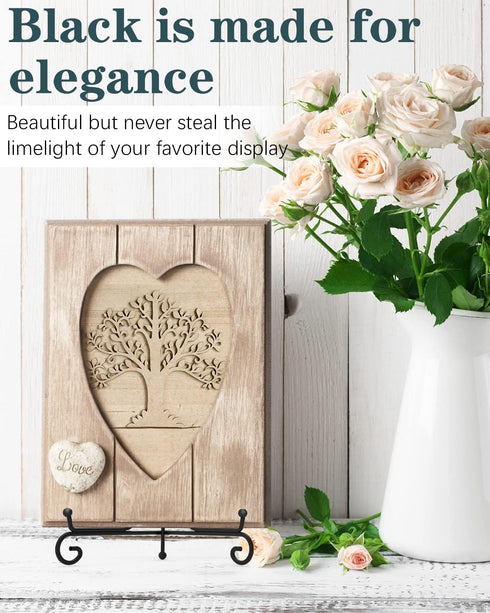 Iron Display Stand 10 Packs, 10 Inches Plate Stand Picture Stand Photo Stand for Display, Black Foldable Easel Stand Holder for Photo Frame, Artwork, Collection, Decorative Plate, Book, Office