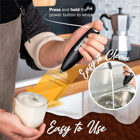 PowerLix Handheld Milk Frother, 19000 RPM Battery Operated Foam Maker for Coffee, Latte, Cappuccino