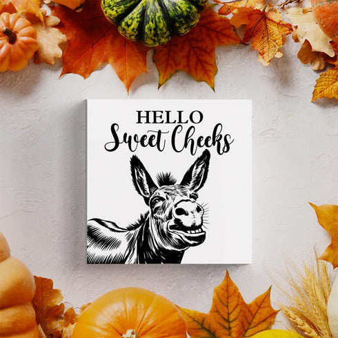 HTBIG 5 5 Inch Funny Donkey Bathroom Wooden Box Decor Hello Sweet Cheeks Wooden Box Logo Put It on a Bathroom Corner