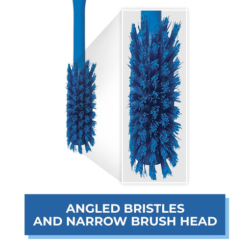 Vikan Heavy-Duty Fine Dish Brush, Narrow, Slip-Resistant, 11 Inch, Blue