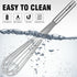 Walfos Whisk, 17in Large Heavy Duty Stainless Steel Wire Whisk for Beating Eggs, Blending Sauces, Mixing Batter