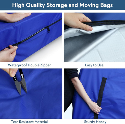 Queen Mattress Bag for Moving and Storage, Heavy Duty Waterproof Mattress Cover with Double Zippers and Handles
