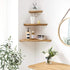 7inch Corner Shelf Wall Mount, Oak Wood Floating Corner Shelf Round End Small Corner Nightstand Plant Shelf Wall Mount