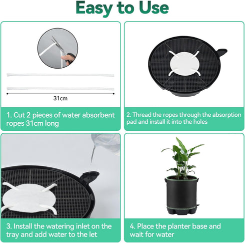 4-Pack 5 OTraki Self Watering Fabric Pot Base, Auto Watering System for Gallon Fabric Pots, Plastic Plant Saucer Stand