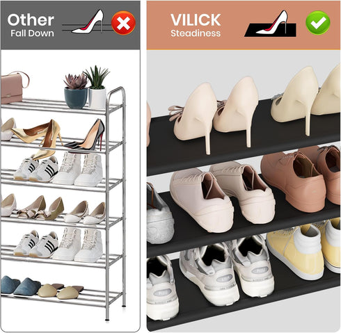 Closet 12-15 3 VILICK Shoe Rack for Shoe Organizer Space Saver Storage for Pair Shoe Shelf with Hook Free Standing Tier