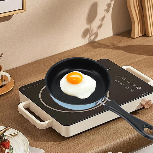Nonstick Mini Egg Pan, 4.7 Inch Stainless Steel One Egg Frying Pan, Induction Small Skillet (Blue)