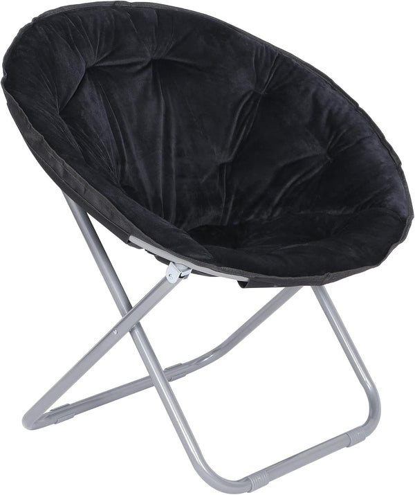 Nouva Folding Chair, Foldable Moon Chair Lounge Faux-Fur Round Reading Chair Gaming Chair