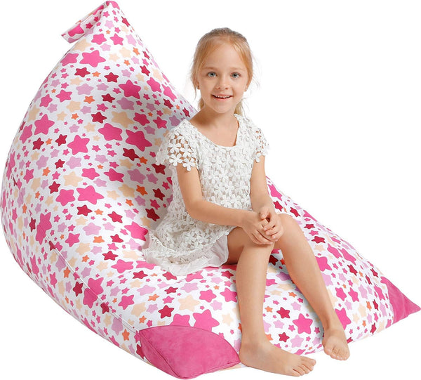 Aubliss Stuffed Animal Storage Bean Bag Chair Cover, 50"x 35" Extra Large for Kids & Adults, Premium Cotton Canvas