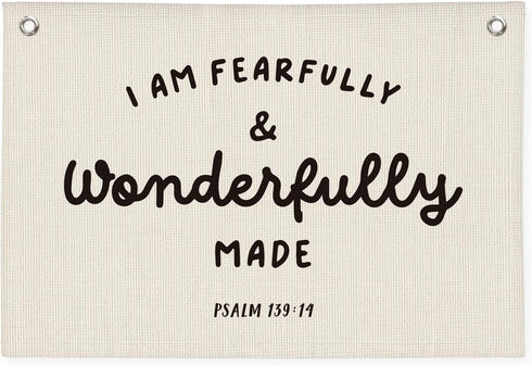 Wheatwin Kids Room Decor - Bible Verse Wall Hanging, 'I am Fearfully and