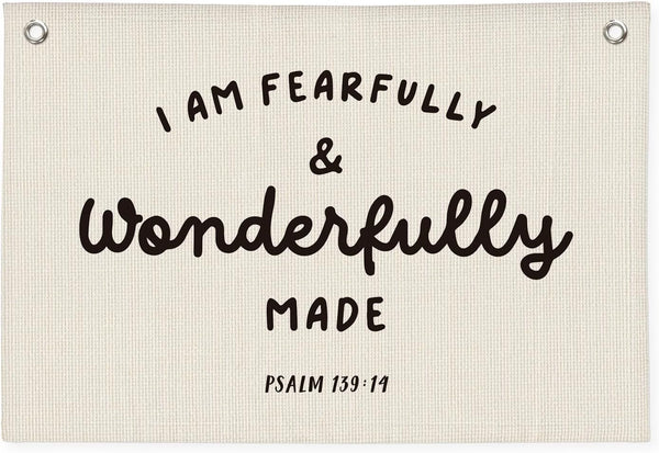 Wheatwin Kids Room Decor - Bible Verse Wall Hanging, 'I am Fearfully and