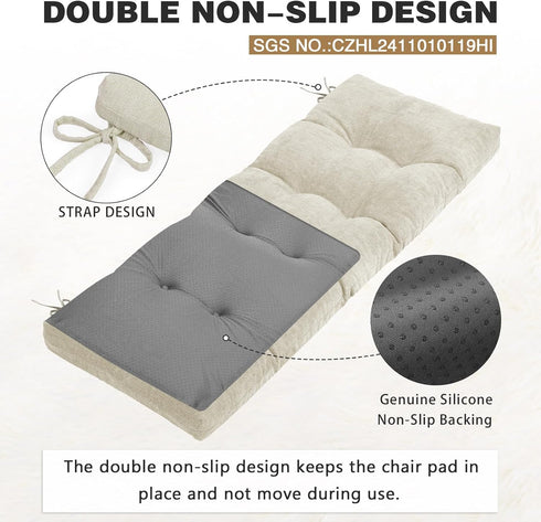 36 Inch 36x15x3Inch, baibu Memory Foam Bench Cushion, Dual-Layer Patent Design Non-Slip Indoor Bench Cushion with Ties