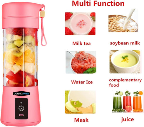 Generic Portable Blender, Purple, USB Rechargeable, Detachable Attachment, 380ml Capacity by Generic