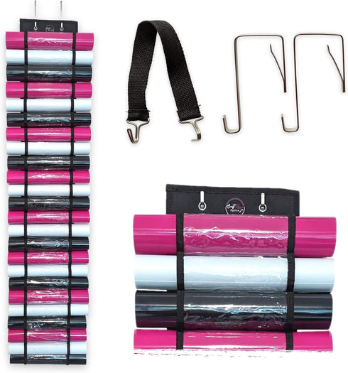 Vinyl Roll Holder and SVGs - Space Saving Vinyl Storage Organizer with 48 Slots for Craft Organization