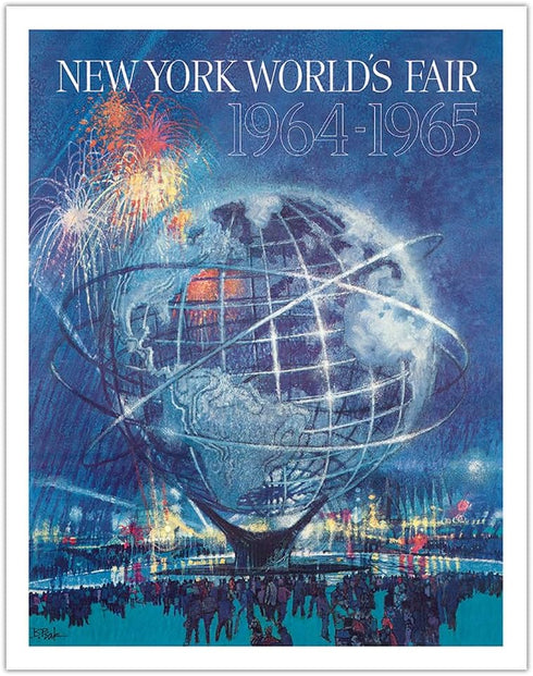 1964 New York World s Fair Unisphere Globe Vintage Travel Poster by Bob Peak, 11x14in Fine Art Print