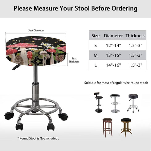 Pack 8 13 15" Kuiaobaty Round Chair Cover of pcs Bar Stool Cover Elastic Comfy Round Seat Cover Vanity Chairs Cover