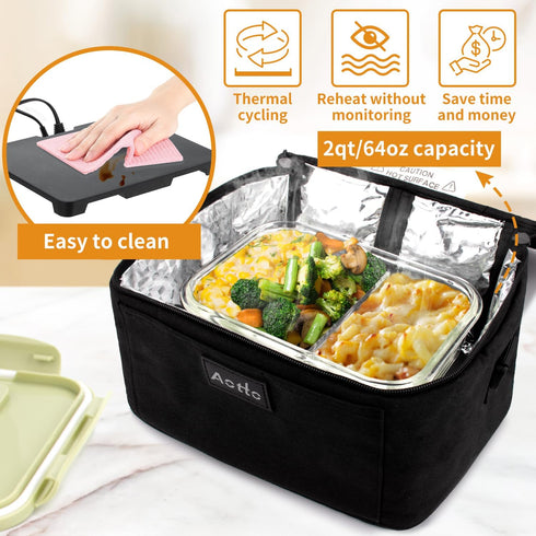 Aotto Portable Oven - Electric Lunch Box Food Heater - 12V/24V/110V Car Food Warmer for Travel & Office
