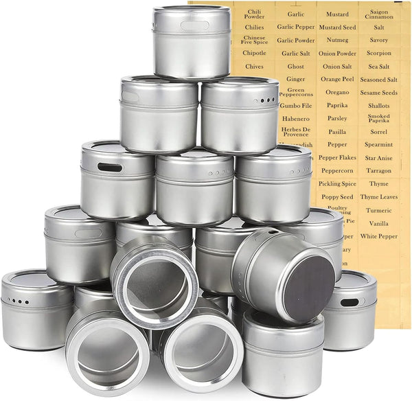 Juvale 20-Pack Magnetic Spice Jars - Space-Saving & Magnetic Spice Rack for