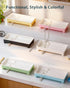 Caumic 304 Countertop Plastic Sink Caddy, Rustproof Sponge Holder for Kitchen Sink with Stainless-Steel Brush Holder