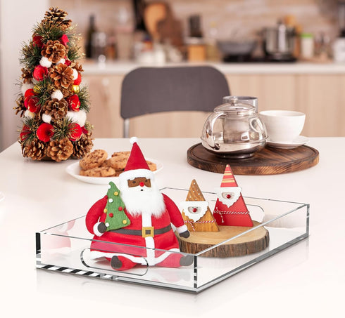 Countertop, Acrylic Organizers Tray, Acrylic Tray for Ottoman, Serving Tray with Handle, Lucite Tray Organizer