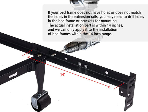 Bed Frame Footboard Extension Brackets Set - Attachment Kit for Twin, Full, Queen, or King Size Beds
