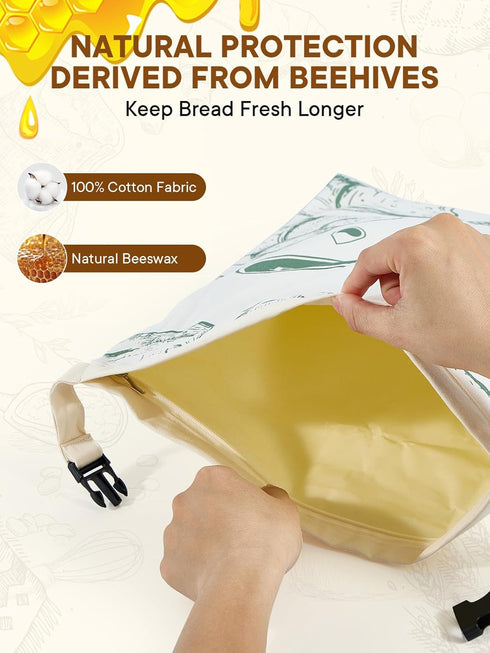 2 Pack 1713 Inch Zippered Beeswax Bread Bags Large Cotton Sourdough Bread Bags Reusable Bread Storage Bags for Homemade