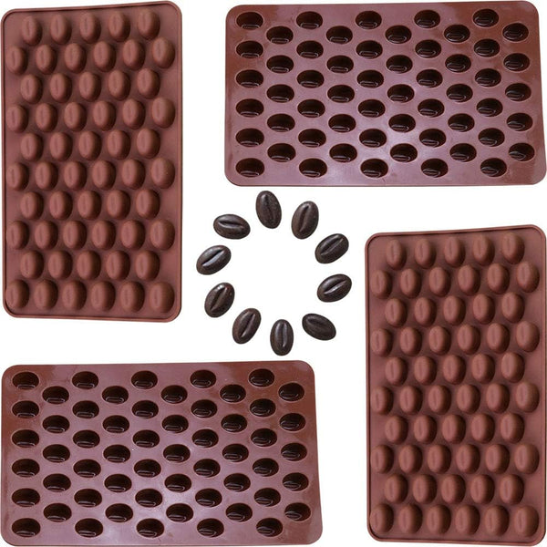 4 x 55 Mini Coffee Beans Chocolate Mold - Food-Grade Silicone Bakeware Mould for DIY Cake Decoration