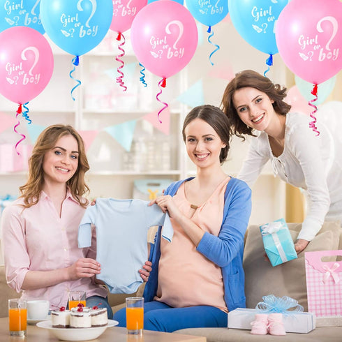 30 Pcs Gender Reveal Balloons, 12 Inches Pink Blue Latex Balloons for Baby Shower Themed Decorations