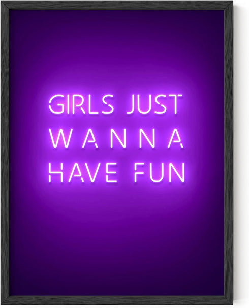 HAUS AND HUES Purple Pictures Wall Decor - Wall Art for Bedroom Aesthetic, Neon Posters for Teen Girl Bedroom UNFRAMED