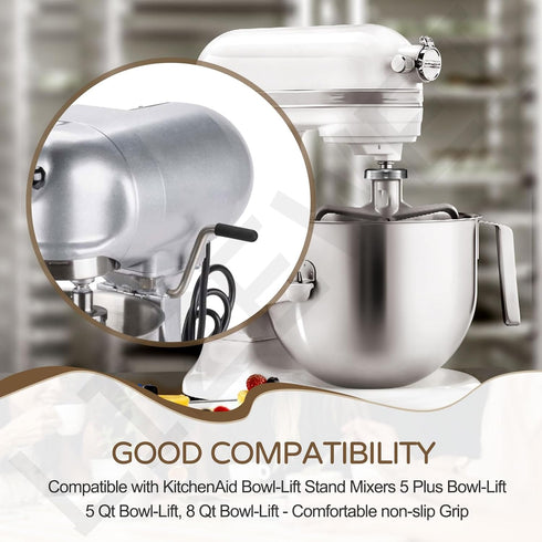 Comfy Grip Bare Metal Handle for KitchenAid Bowl-Lift Stand Mixers, 5 Plus, 5 Qt, 8 Qt - Non-slip Grip (Black)