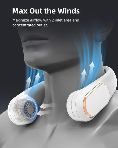 Koonie Neck Fan Rechargeable 5 Speeds, Portable Personal Fan, Hands Free Bladeless Fan for Travel, Outdoor, Indoor