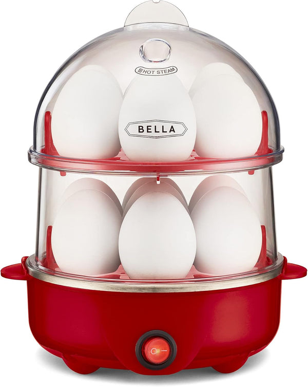 bella Rapid Electric Egg Cooker - 14 Egg Capacity Omelet Maker with Auto Shut Off, Red
