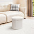 15"x15"x13.2" PINPLUS Round Storage Ottoman Cube Footrest - Versatile Boucle & Faux Teddy Fur Stool with Hidden