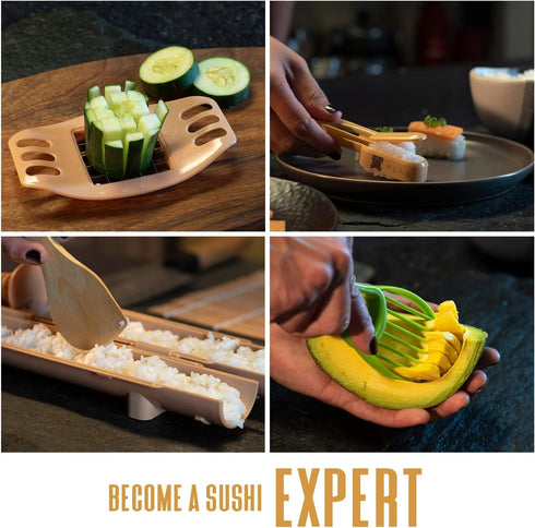 Alas Complete 20 Piece Sushi Making Set, Kit for Beginners & Pros with Knife, Mats, Rice Bazooka, Dipping Plate