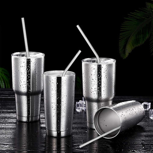 Hiware 12-Pack Reusable Stainless Steel Metal Straws - Long Drinking Straws with Case for 30 oz and 20 oz Tumblers