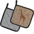 Caroline's Treasures BB1001-BL-BN-PTHD Giraffe Burlap and Brown Pair of Heat Resistant Pot Holders, 7 1/2 x 7 1/2