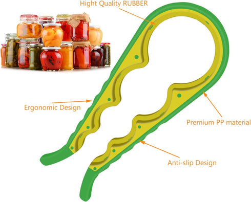 Jar Opener, 6 In 1 Bottle Opener for Weak Hands, Multifunctional Lid Opener Kit for Seniors & Kids