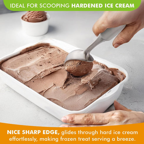 Seamless Frozen Saebye Ice Cream Scoop Stainless Steel. Ice Cream Scooper, Heavy Duty, Design, Comfortable Grip Long