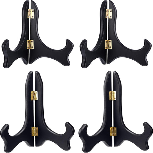 Tatuo 4 Packs Wooden Display Stand, Decorative Plate Stands for Display Picture Frame Holder Easels (5 Inch and 6 Inch,