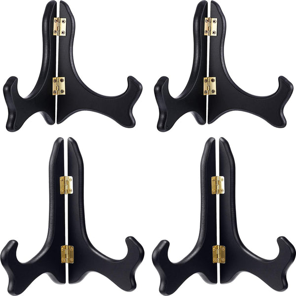 Tatuo 4 Packs Wooden Display Stand, Decorative Plate Stands for Display Picture Frame Holder Easels (5 Inch and 6 Inch,