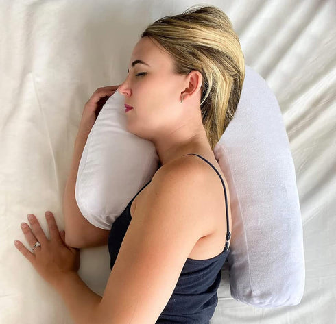 Side Sleeper Pillow with Ear Hole Ergonomic J-Shaped Swan Pillow for Neck