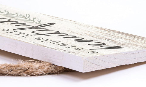 Beautiful Life Whitewash Pine Wood Slat Hanging Wall Sign, 10 x 3.5 Inch