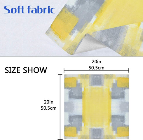 ALAZA Grey and Yellow Abstract Art Painting Cloth Napkins - Set of 6 Reusable Washable Polyester Dinner Napkins