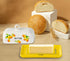 Lemon Butter Dish with Lid, Yellow Ceramic Large Butter Holder with Cover, Painted Butter Tray