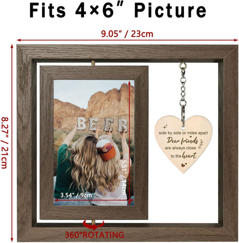 Best Friend Picture Frame Gifts for Long-Distance Friendships - Side by Side or Miles Apart, Gifts for Women, BFF,