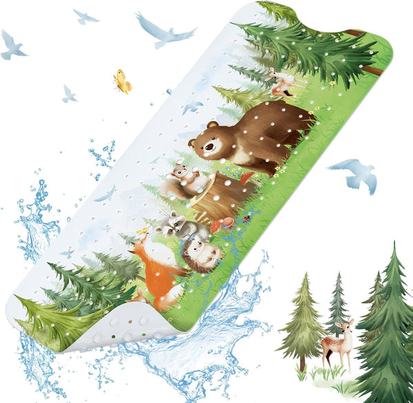 SHUCHING Woodland Animal Bath Mat for Tub Non Slip-40 X 16 Inch,