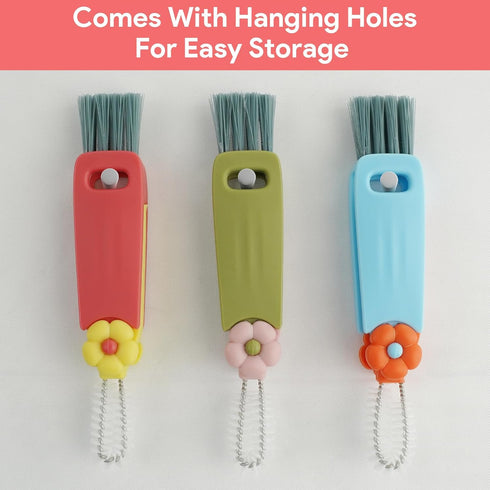 3Pcs 3 in 1 Cup Lid Cleaning Brush, New Crevice Cleaning Brush for Tight Spaces, Portable Cleaner with Straw Brush