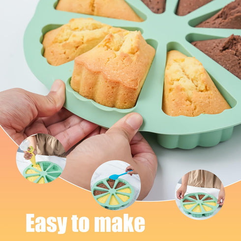 Silicone Scone Pan - 2 Pack Nonstick Triangle Baking Molds for Pizza, Brownies, Cheesecake, Green/8 Cavities
