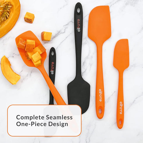 Chef Series 3 Piece Silicone Spatula Set - 600°F Heat Resistant Kitchen Scrapers for Cooking, Orange