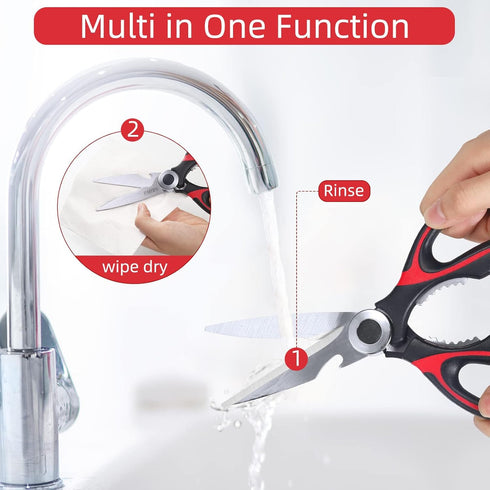 Heavy Duty Kitchen Scissors 2-Pack - Raptor Meat Shears, Dishwasher Safe, Stainless Steel Multi-Function Cooking